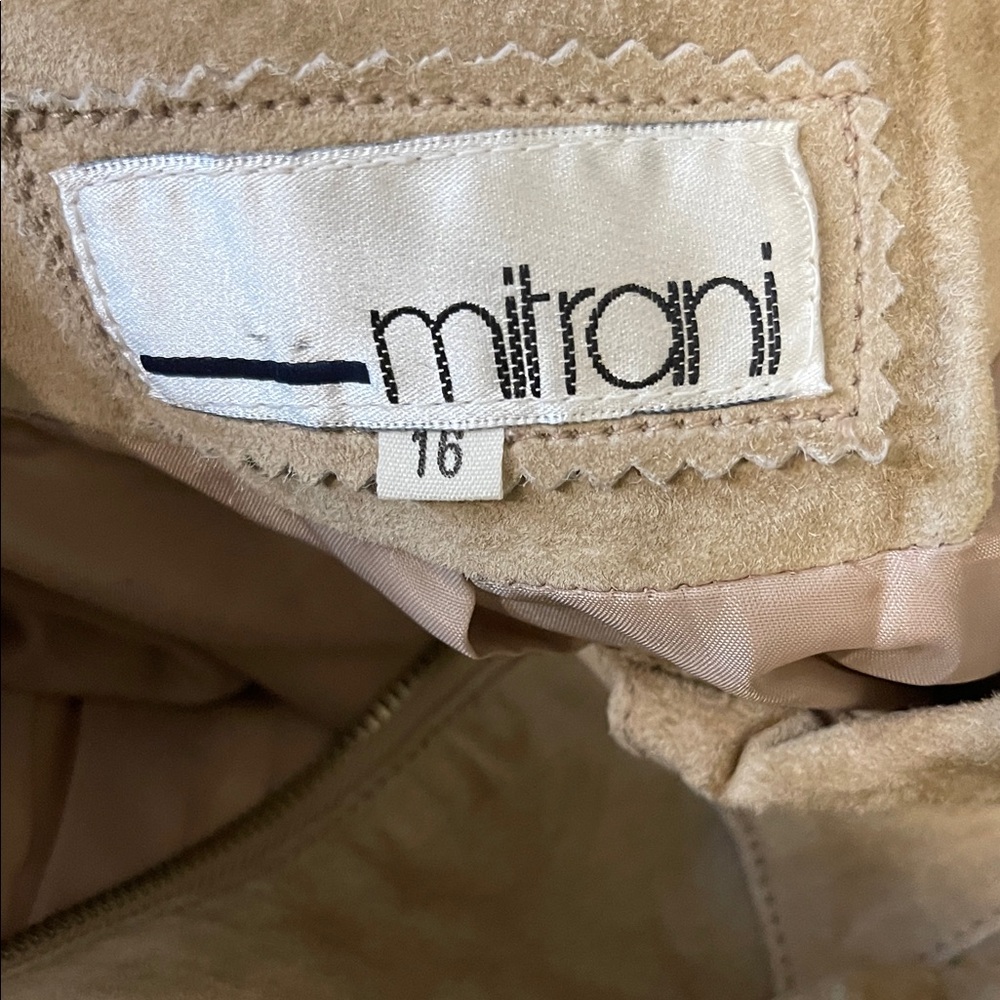 Mitrani Women's Tan Suede Leather Jacket size 16 - Picture 7 of 8